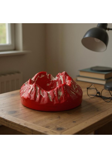 Dağ Formlu El Yapımı Kırmızı Dekoratif Obje – 12X4,5 cm