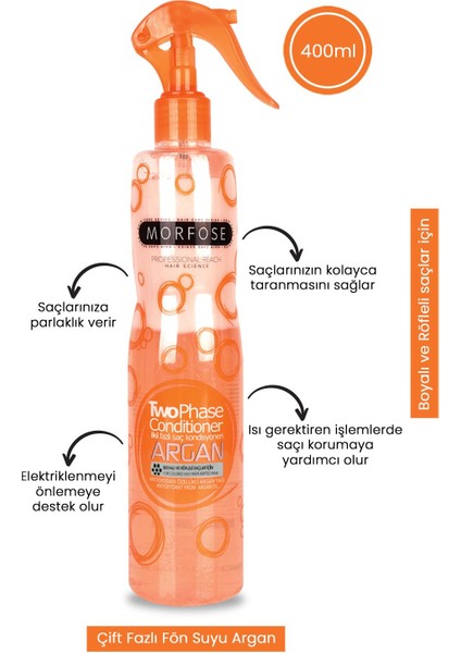 Morfose Çift Fazlı Argan Turuncu Fön Suyu 400 ml x 2 Adet fiyatları