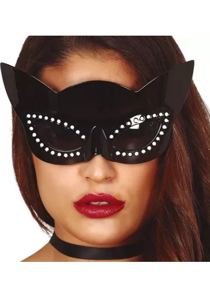 Siyah Renk Siyah Camlı Kedi Şekilli Parti Gözlüğü 20X11 cm (5282) modelleri