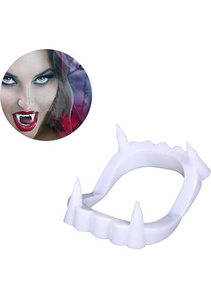 Beyaz Renk Çift Damak Takma Vampir Dişi (5282) fırsatları