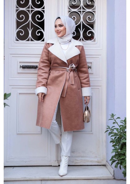 Kürklü Bisküvi Süet Tesettür Kap 5959BS modelleri