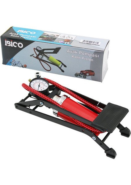 Yatay Model Kalın Pistonlu Ayak Pompası Oto-Araç - Bisiklet-Motor Lastik - Top - Şişme Yatak-Havuz (5282)