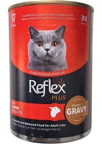 Plus Sos Içinde Et Parçacıklı Kuzu Etli Yetişkin Kedi Konservesi 400GR