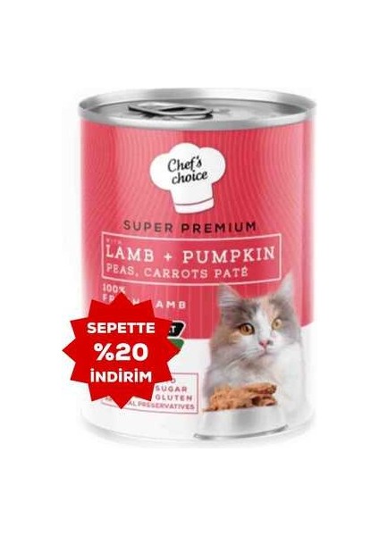 Kuzu Etli ve Bal Kabaklı Tahılsız Ezme Yetişkin Kedi Konservesi 400GR