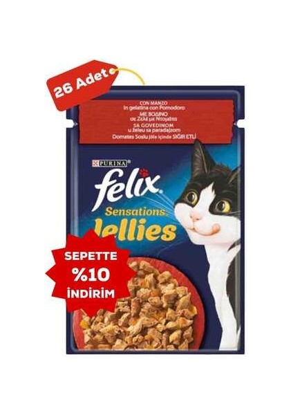 Sensation Sığır Etli ve Domatesli Kedi Konservesi 26X85GR 26LI