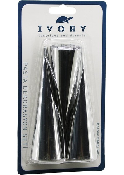 3pcs Korneo Kalıp - Pasta Dekorasyon Çap: 3cm x Uzunluk: 12CM (5282)