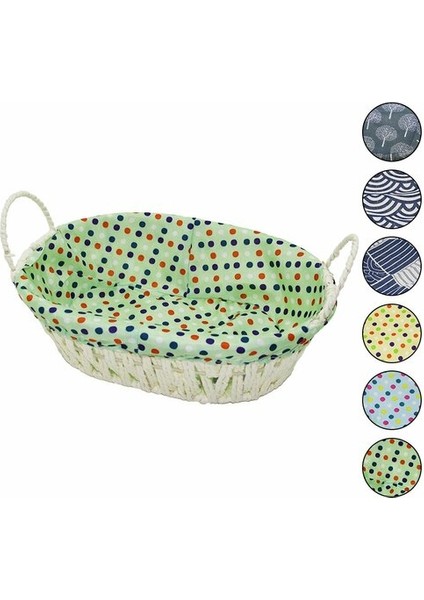 Oval Renkli Bezli Hasır Ekmek Sepeti (5282)