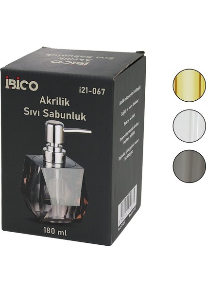 Tombul Kare - Prizma Şeffaf - Renkli Akrilik - Mika Kristal Sıvı Sabunluk 180ML (5282)