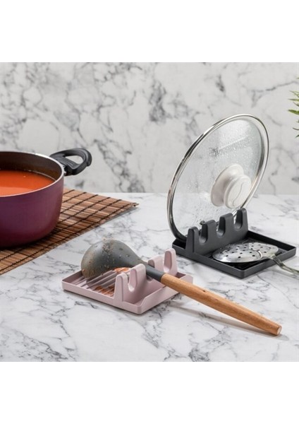 Tencere Kapak Tutuculu Kaşıklıklı Tencere Kapak Standı Pratik Kaşık Kepçe Altlık Düzenleyici (5282) fiyatları