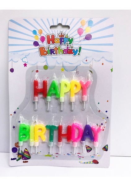 Happy Birthday Yazılabilen Rengarenk Doğum Günü Mumu (5282) fiyatları