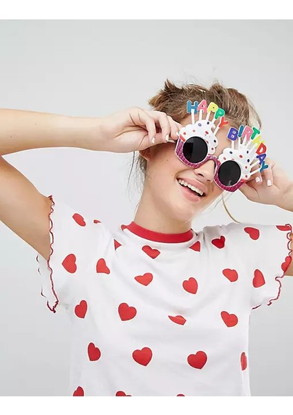 Happy Birthday Yazılı Beyaz Fuşya Renk Parti Gözlüğü 12X7 cm (5282) modelleri