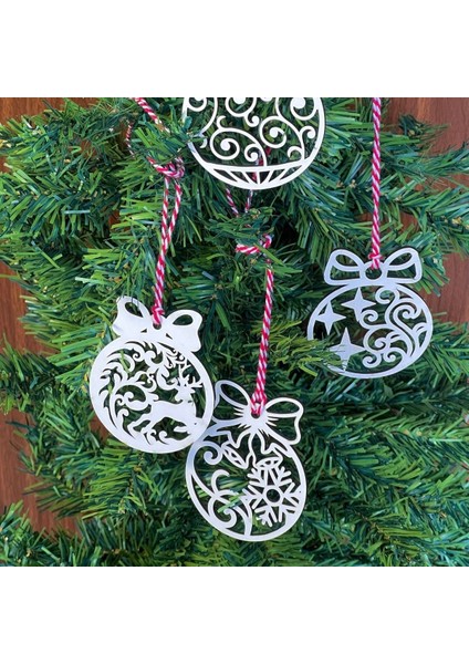 10 Parça Kırmızı Beyaz Ipli Fiyonk Model Ahşap Yılbaşı Ağaç Süsü (5282) fırsatları