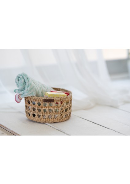 %100 El Yapımı Doğal Hasır Sepet – 23X13 cm | Dekoratif Çok Amaçlı Organizer Sepet | Ev & Restoran Kullanımı