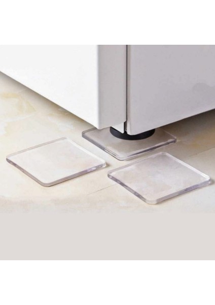 4 Adet Silikon Şeffaf Koltuk Mobilya Masa Beyaz Eşya Yazıcı Koruyucu Kaydırmaz Dayanıklı Pedler (5282)