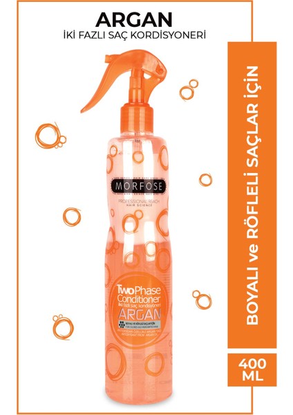 Morfose Argan Içerikli Boyalı ve Röfleli Saçlar Için Iki Fazlı Saç Kondisyoneri Fön Suyu 400ML