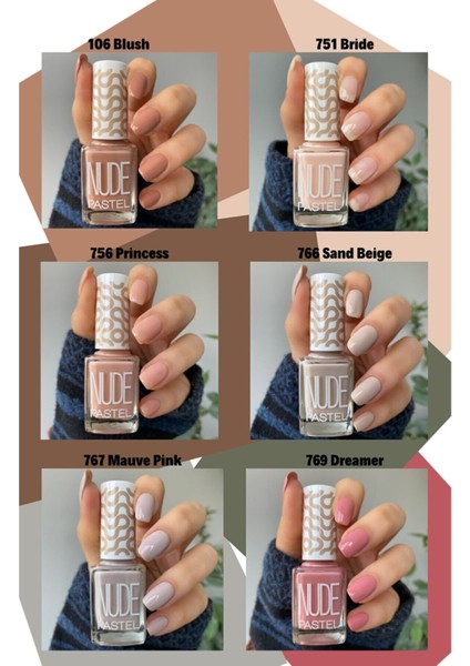 Pastel Nude 6’lı Oje Seti 106 751 756 766 767 769