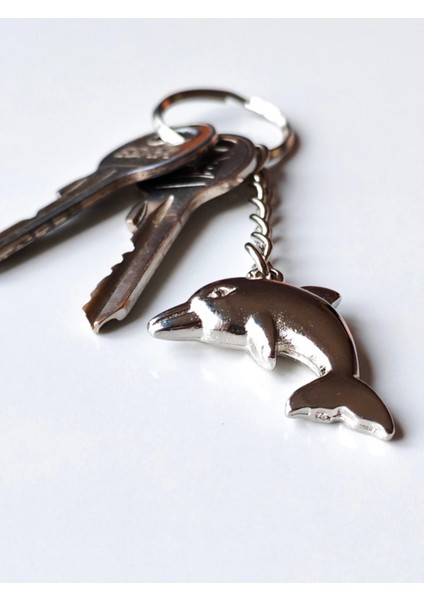 Gümüş Renkli Yunus Balığı Metal Anahtarlık modelleri