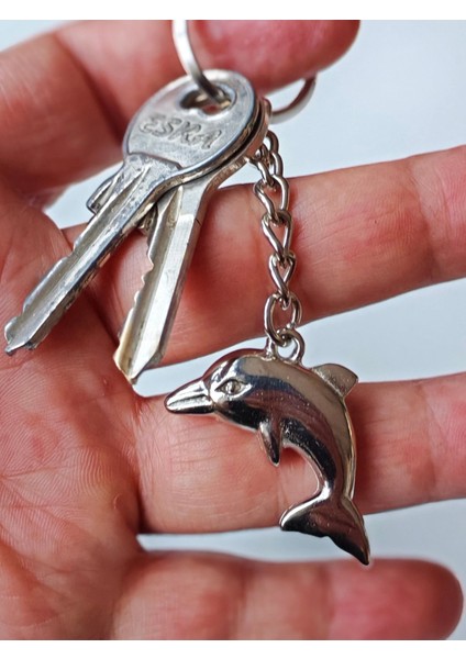 Gümüş Renkli Yunus Balığı Metal Anahtarlık indirimleri