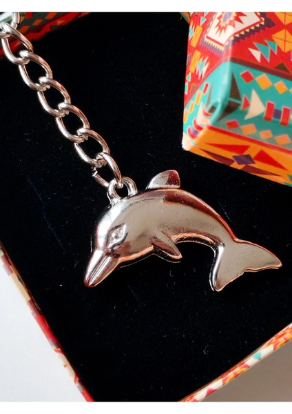 Gümüş Renkli Yunus Balığı Metal Anahtarlık