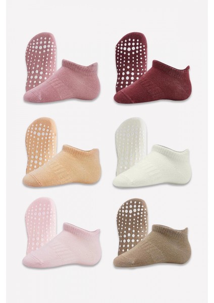 Bistyle 6'lı Sneakers Kaymaz Penye Çorap 20102 Gül Kurusu modelleri