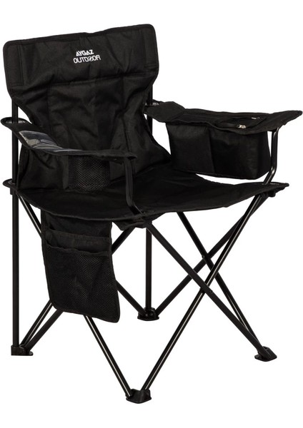 Outdoor Siyah 100KG Çelik Katlanır Kamp Sandalyesi