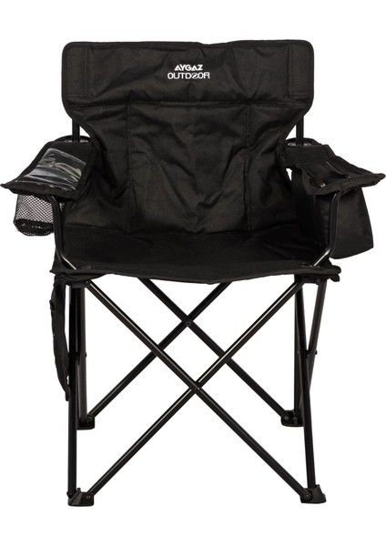Outdoor Siyah 100KG Çelik Katlanır Kamp Sandalyesi modelleri