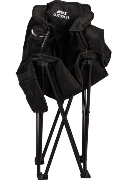 Outdoor Siyah 100KG Çelik Katlanır Kamp Sandalyesi