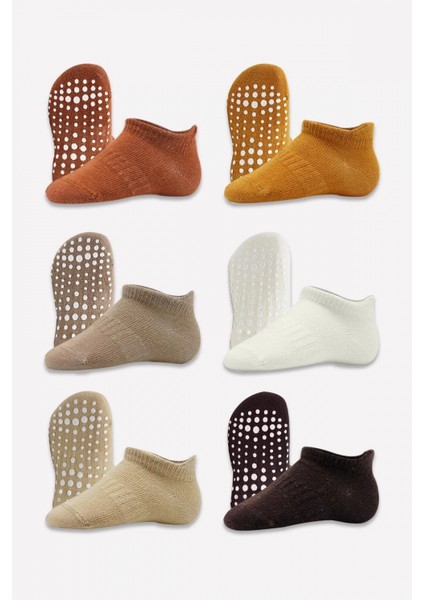 Bistyle 6'lı Sneakers Kaymaz Penye Çorap 20102 Toprak modelleri