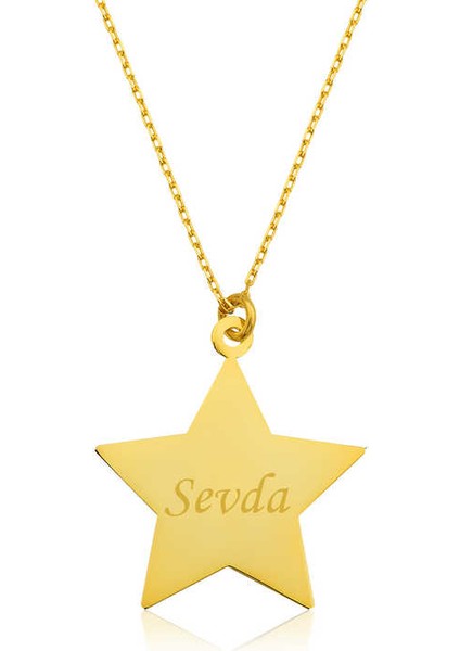Gümüş Gold Kişiye Özel Isimli Yıldız Kolye