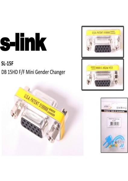 S-Lınk SL-15F 15 Pin (F/f) VGA Metal Çevirici