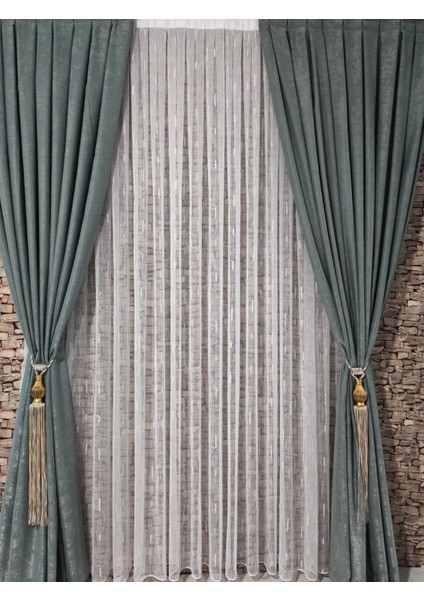 Tül Perde Gümüş Sim Çizgili Hoş Görünümlü Tüm Odalara Uygun 1/3 Pileli fırsatları