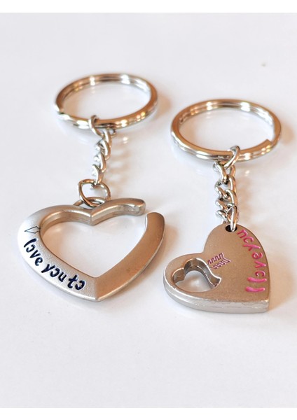 Çiftlere Özel Içiçe Kalp Şeklinde Metal Ikiz Anahtarlık modelleri