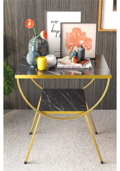 Yan Sehpa Komodin Metal Ayak Gold Bendir