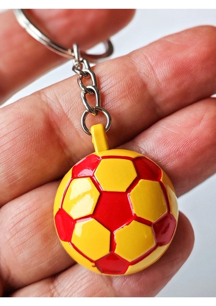 Sarı Kırmızı Futbol Takımı Temalı - Yarım Futbol Topu - Arkası Aynalı Anahtarlık indirimleri