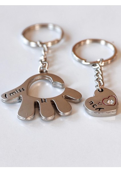 Avuç Içinde Kalp Ikiz Metal Sevgililere Özel Anahtarlık fırsatları