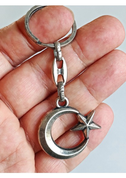 Ay Yıldızlı Hacimli Metal Anahtarlık