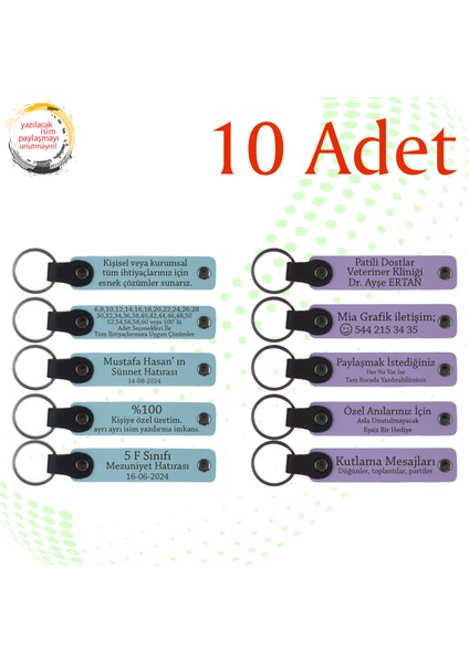 Gök Mavi & Mor Menekşe, 10'lu Set, Kişiselleştirilebilir Anahtarlık, Girişimcilik Seminerleri Için
