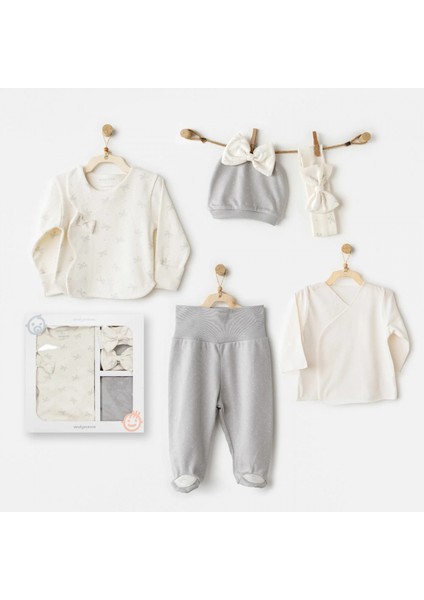 Andywawa AC26250 Baby Bow Bliss 5'li Hastane Çıkışı Ekru