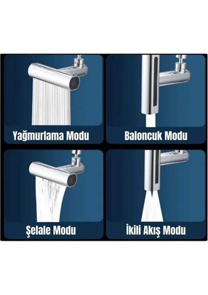 Çok Fonksiyonlu Musluk Başlığı | 4 Su Modu | Geniş Uyumlu Adaptör Seti | Mutfak ve Banyo Uyumlu fırsatları