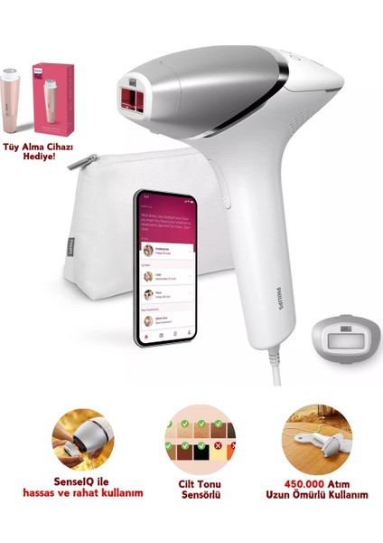 lumea Lazer Epilasyon Ipl Tüy Alma Cihazı, Senseıq Teknolojili, 1 Akıllı Başlık + Tüy Alma Cihazı, Uzun Kablo ile Esnek Kullanım, Cilt Tonu Sensörlü + Lambader (Onerous)