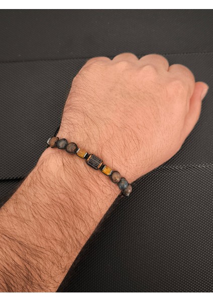 Damla Kehribar-8 mm Pietersite-Mikro Zirkon Aparat Doğaltaş Bileklik Takı Aksesuar Erkek Bileklik fiyatları