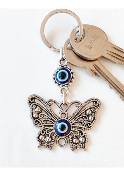 Kelebek Figürlü Nazar Boncuklu Zarif Metal Anahtarlık fiyatları