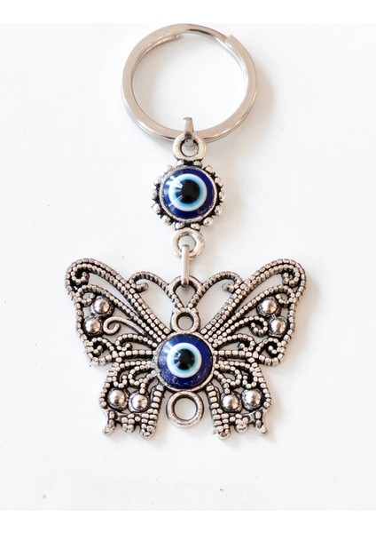 Kelebek Figürlü Nazar Boncuklu Zarif Metal Anahtarlık modelleri
