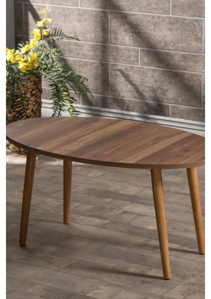 Orta Sehpa Elips Torna Ayak Ceviz Ahşap