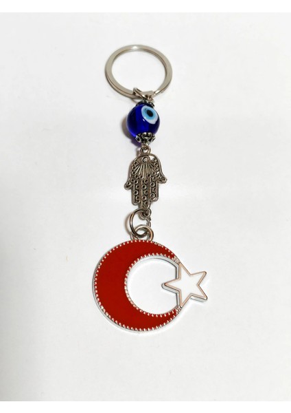 Metal Ay Yıldızlı Türk Bayraklı ve Metal Fatımanın Eli-Hamsalı Anahtarlık indirimleri
