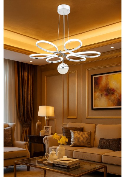 Flora Modern Krom Cam Avize Yatak Odası - Hol - Salon