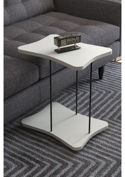 Yan Sehpa Tekerlekli Servis Sehpası Hnd Krem