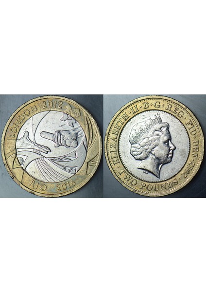 Birleşik Krallık 2 Pound 2012 Hatıra-Olimpiyatların Londra'dan Rio'ya Devri 2016. Ingiltere