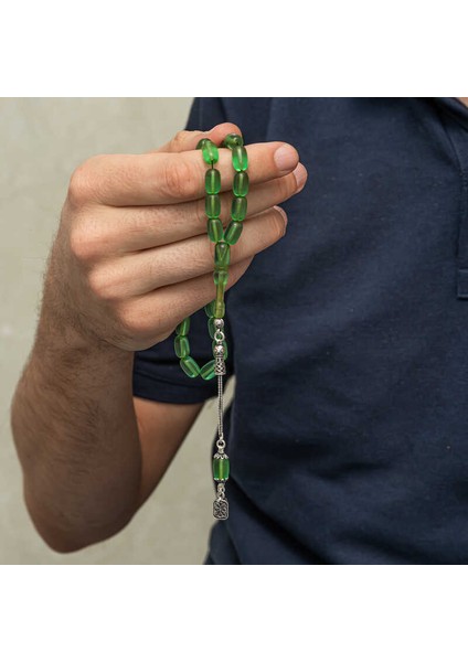 Gümüş Püsküllü Kapsül Kesim Sıkma Kehribar Tesbih modelleri