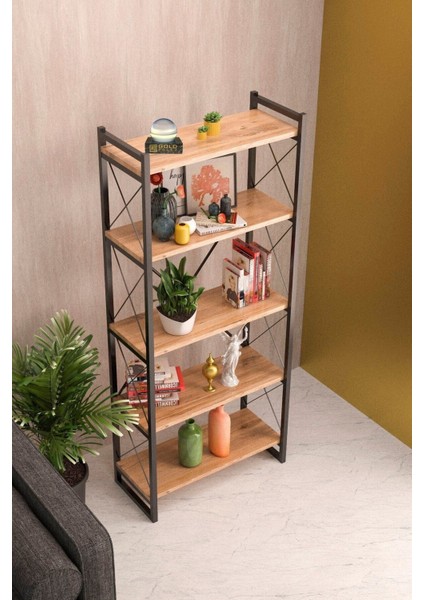 Kitaplık 5 Raflı Ceviz 180 cm